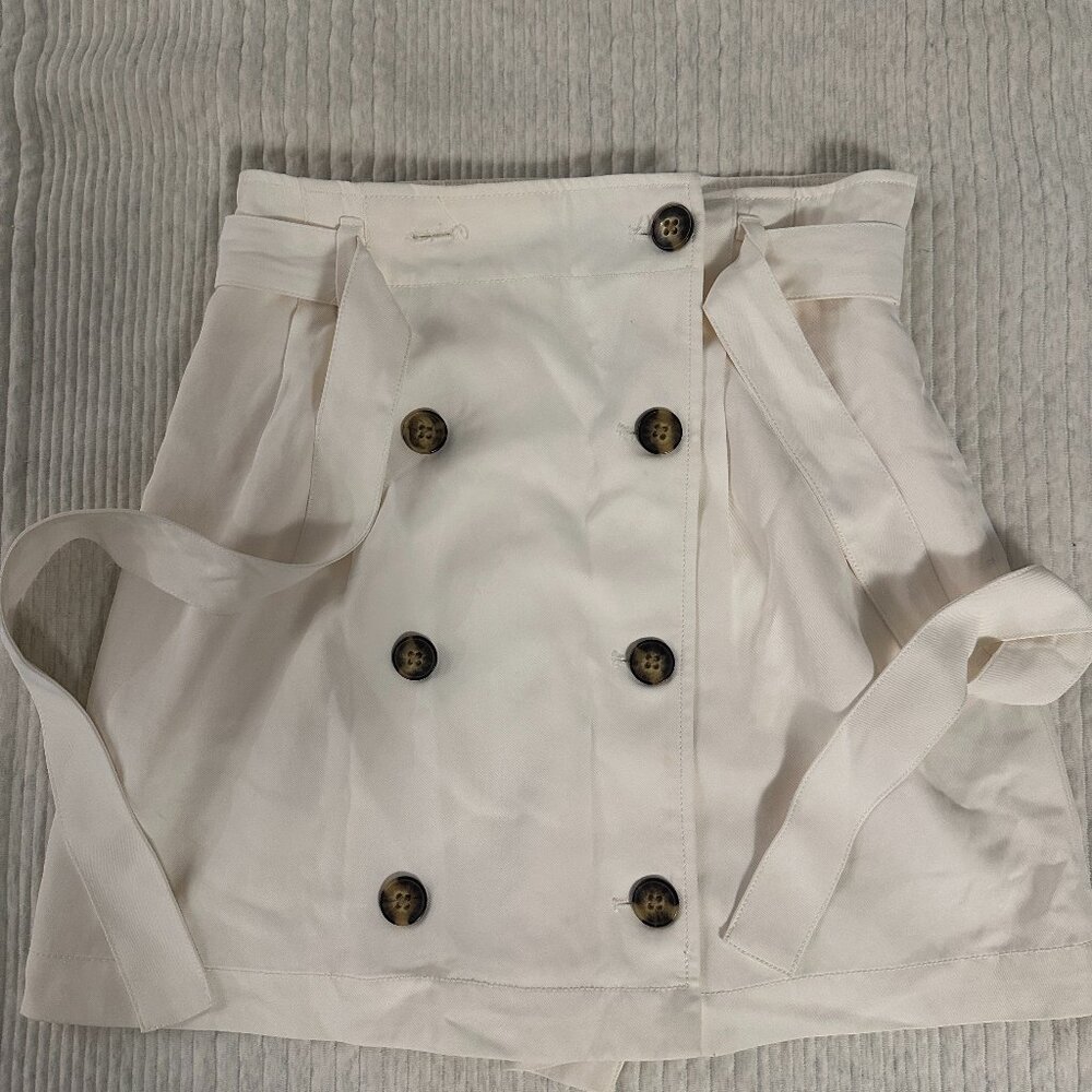 Banana Republic paper bag waist, white button down skirt